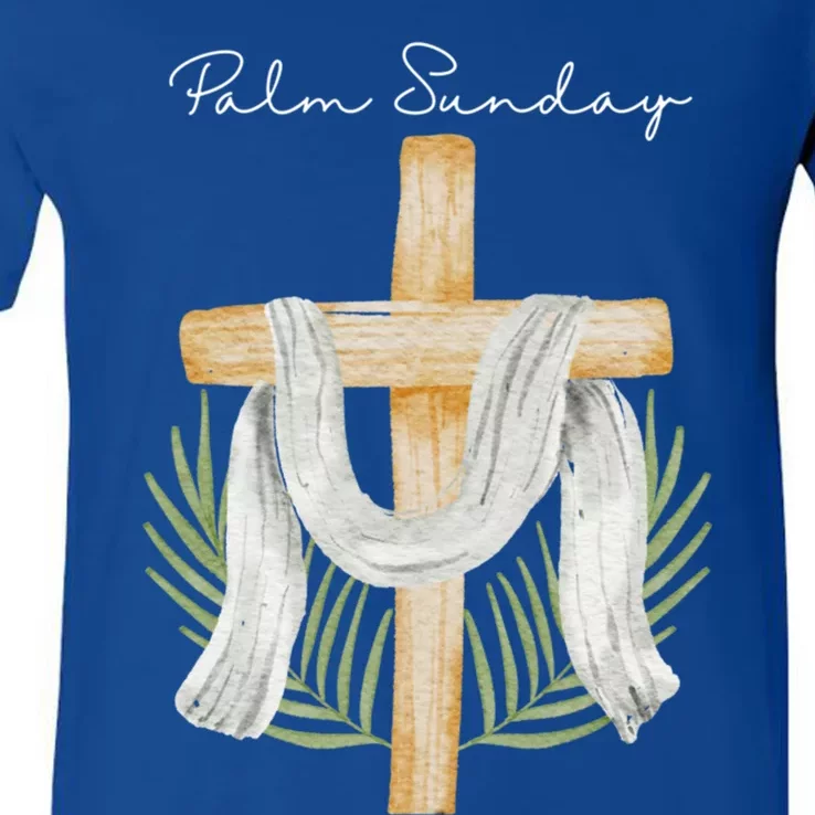 Palm Sunday Cross With Palm Leaves Meaningful Gift V-Neck T-Shirt