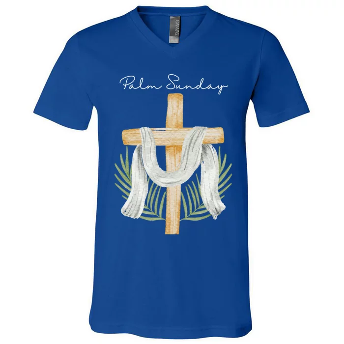 Palm Sunday Cross With Palm Leaves Meaningful Gift V-Neck T-Shirt