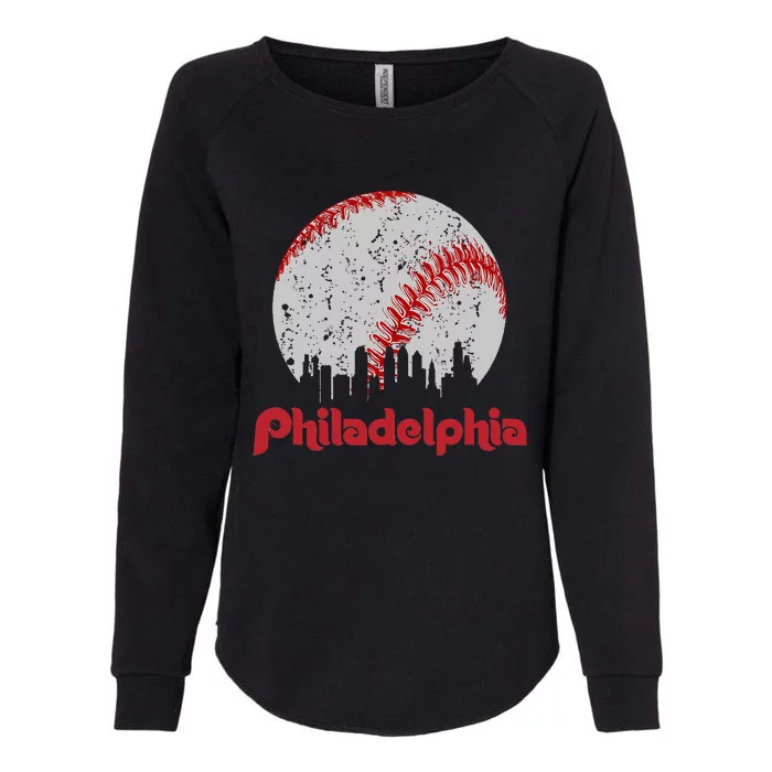 Philadelphia Skyline Cityscape Womens California Wash Sweatshirt