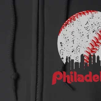 Philadelphia Skyline Cityscape Full Zip Hoodie