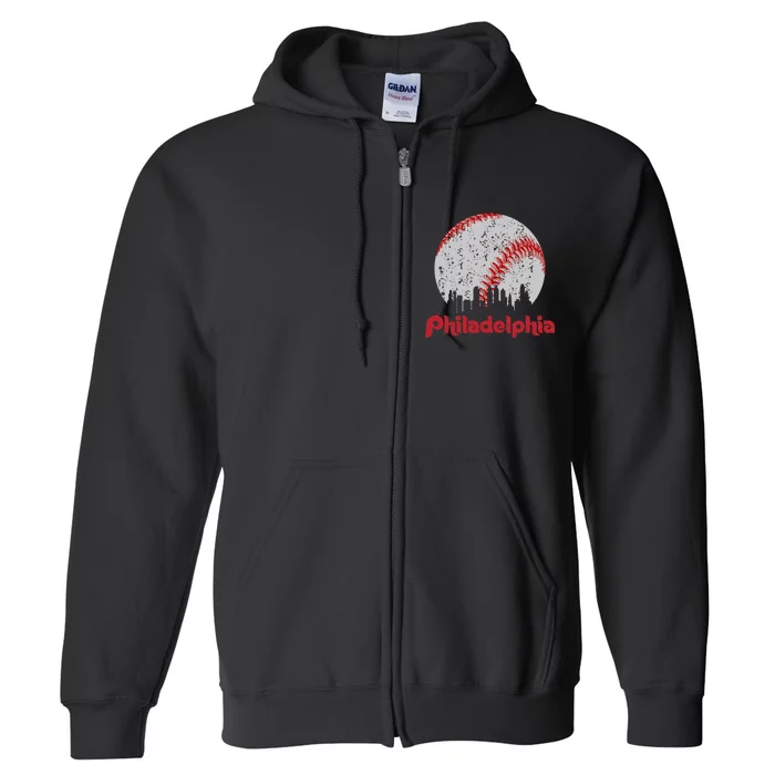 Philadelphia Skyline Cityscape Full Zip Hoodie