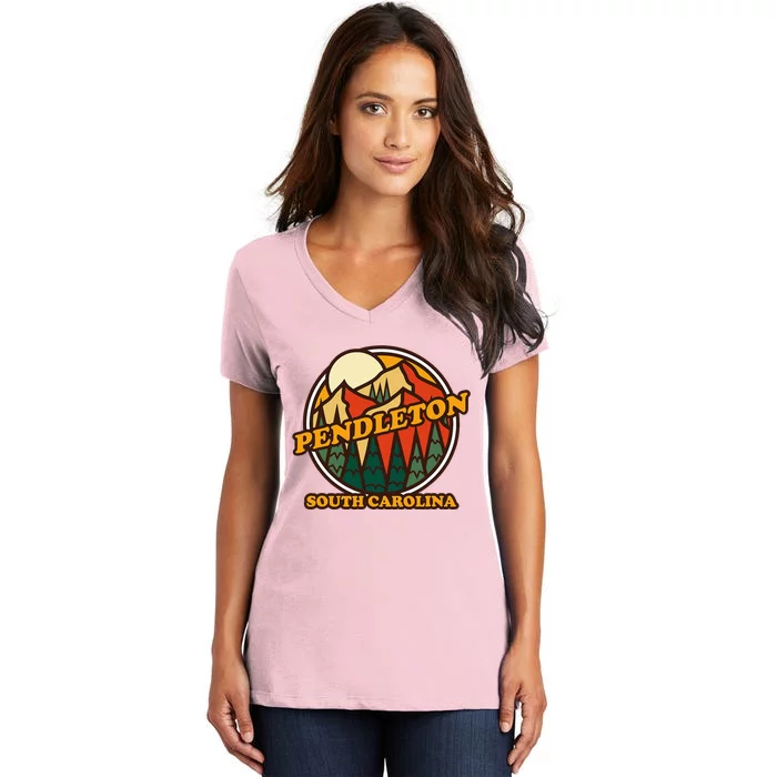 Pendleton South Carolina Mountain Hiking Souvenir Women's V-Neck T-Shirt