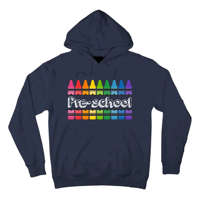 Pre School Colorful Crayons Back To School Tall Hoodie