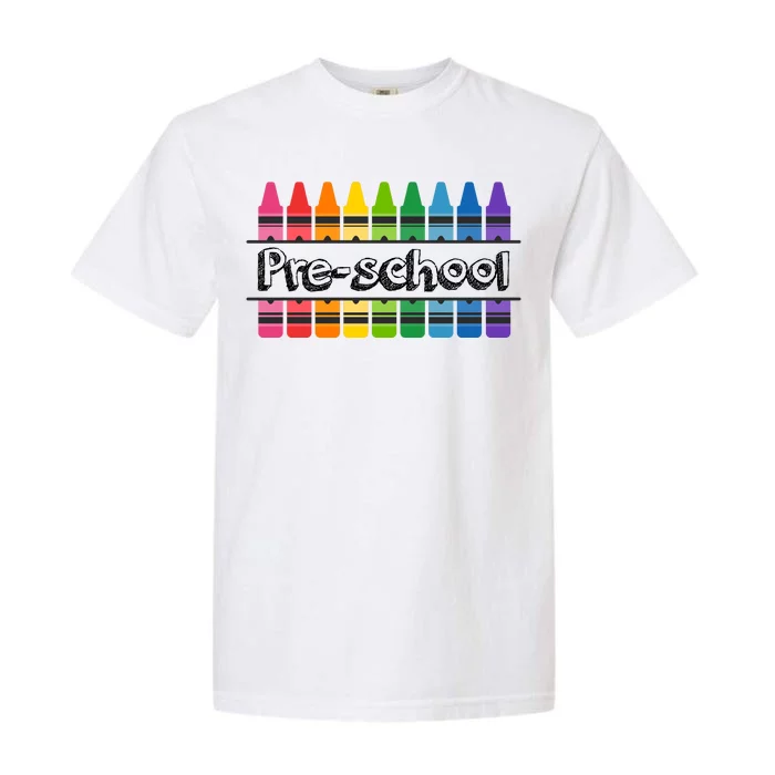 Pre School Colorful Crayons Back To School Garment-Dyed Heavyweight T-Shirt