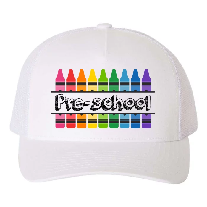 Pre School Colorful Crayons Back To School Yupoong Adult 5-Panel Trucker Hat