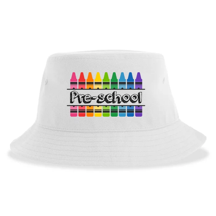 Pre School Colorful Crayons Back To School Sustainable Bucket Hat