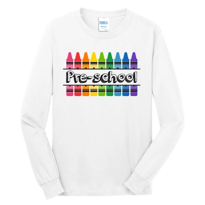 Pre School Colorful Crayons Back To School Tall Long Sleeve T-Shirt