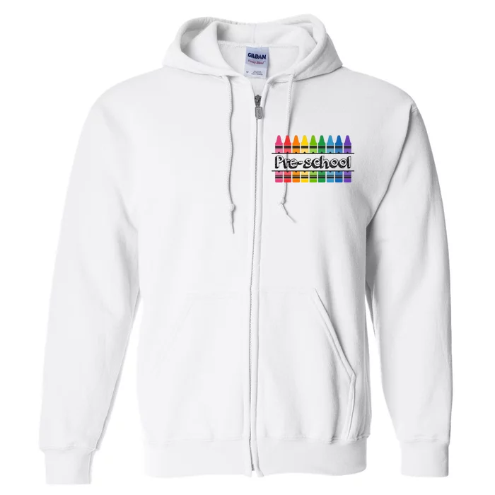 Pre School Colorful Crayons Back To School Full Zip Hoodie