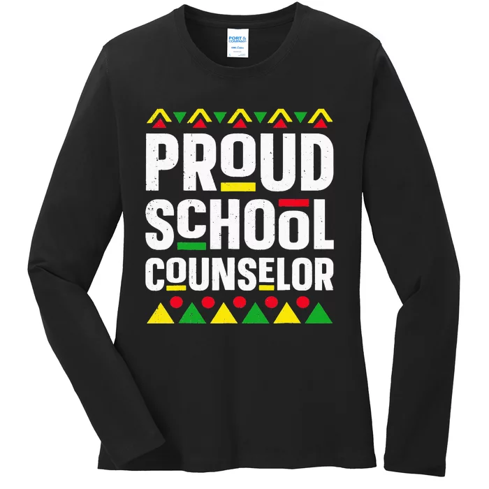 Proud School Counselor African American Black History Month Ladies Long Sleeve Shirt