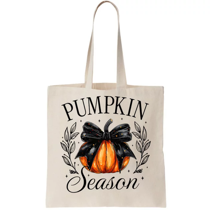 Pumpkin Season Coquette Bow Thankful Autumn Thanksgiving Tote Bag