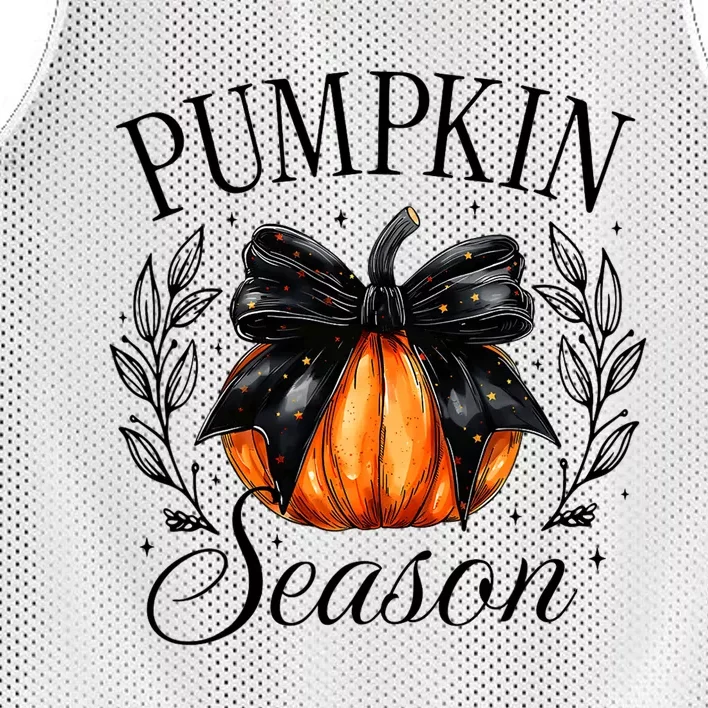 Pumpkin Season Coquette Bow Thankful Autumn Thanksgiving Mesh Reversible Basketball Jersey Tank