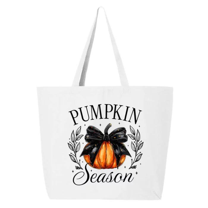 Pumpkin Season Coquette Bow Thankful Autumn Thanksgiving 25L Jumbo Tote