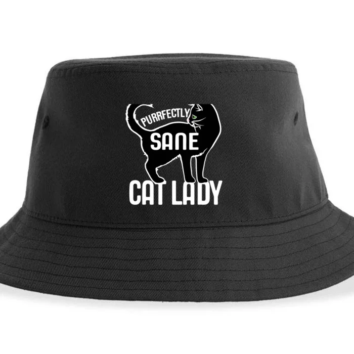 Purrfectly Sane Cat Lady Funny Sustainable Bucket Hat