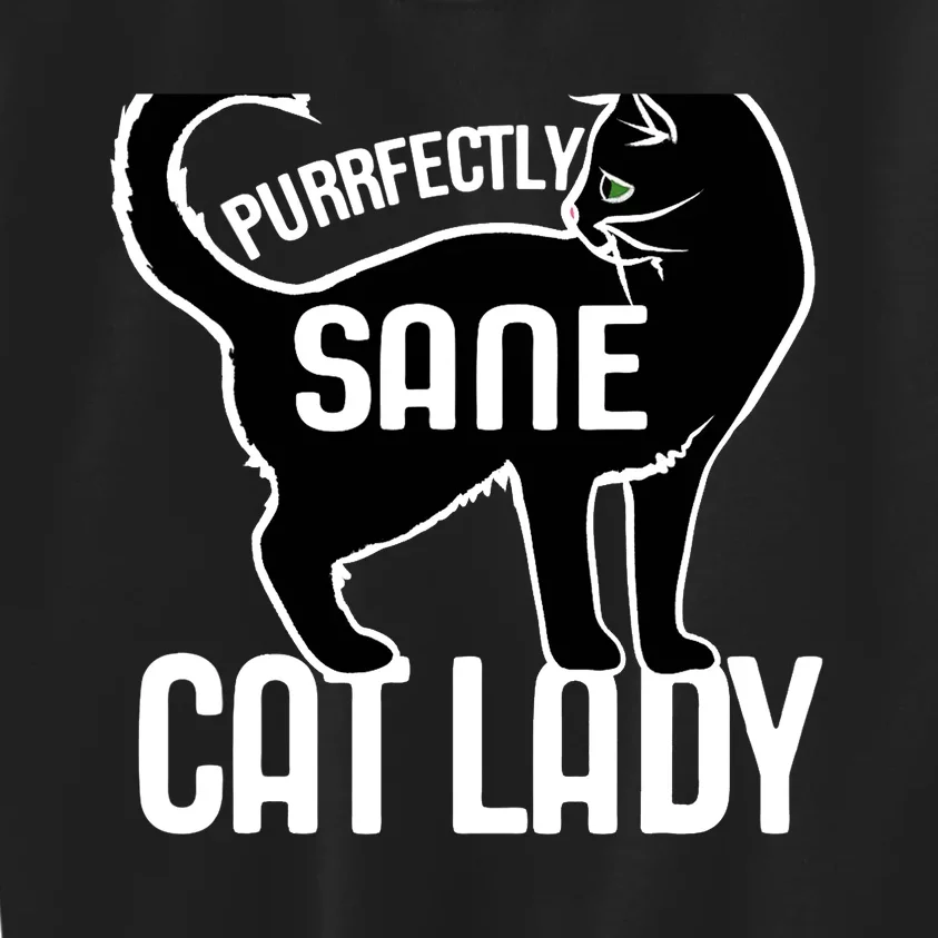 Purrfectly Sane Cat Lady Funny Kids Sweatshirt