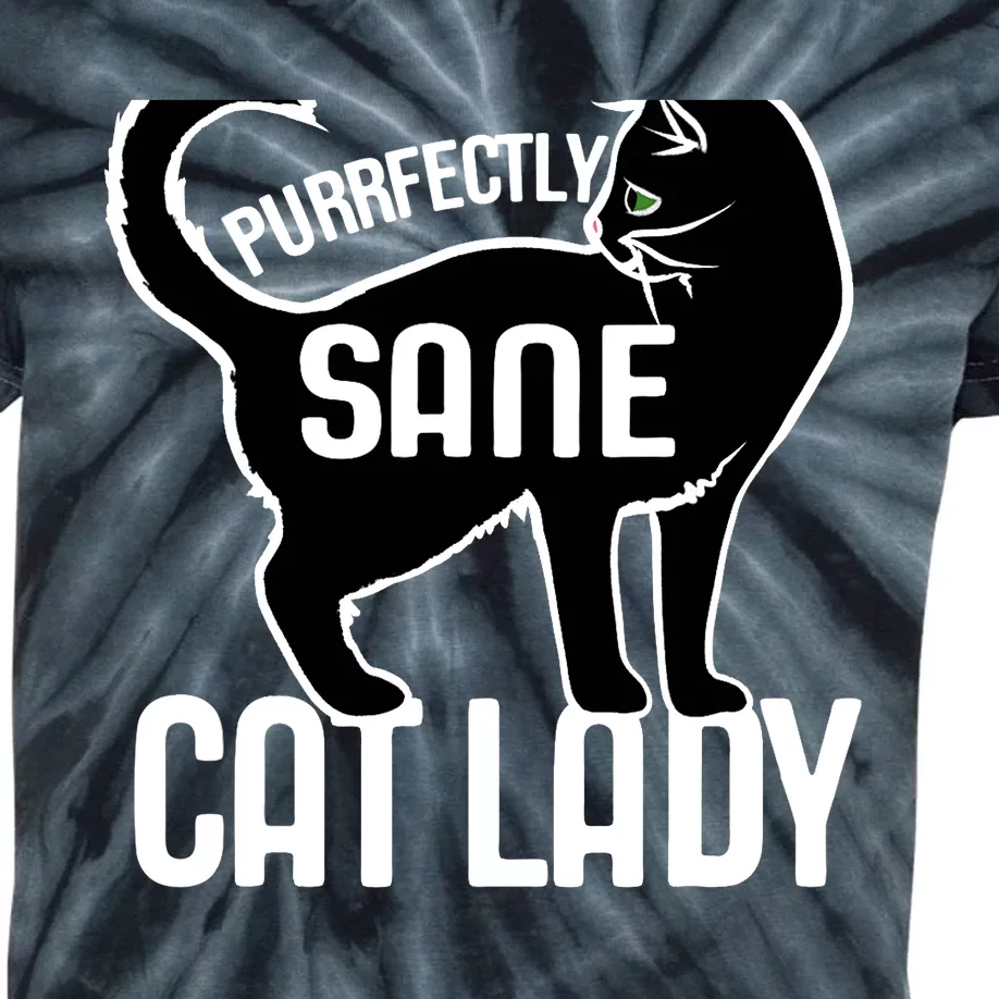 Purrfectly Sane Cat Lady Funny Kids Tie-Dye T-Shirt