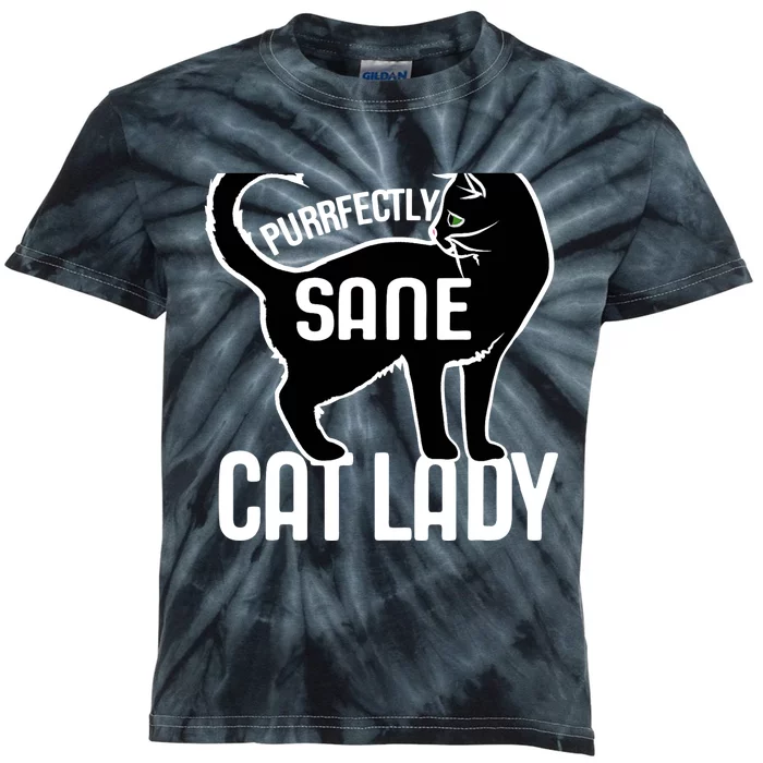 Purrfectly Sane Cat Lady Funny Kids Tie-Dye T-Shirt