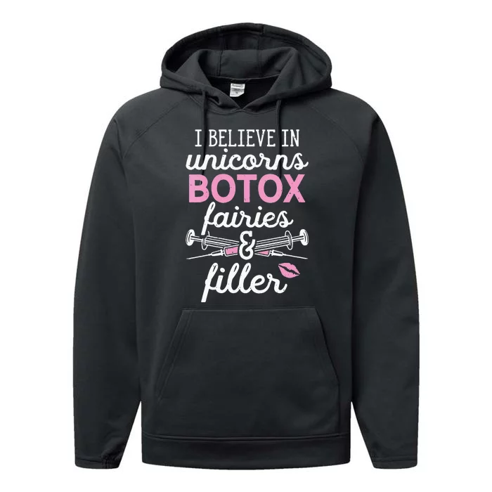 Plastic Surgery Cosmetic Nurse Lips Injector Unicorns Botox Performance Fleece Hoodie