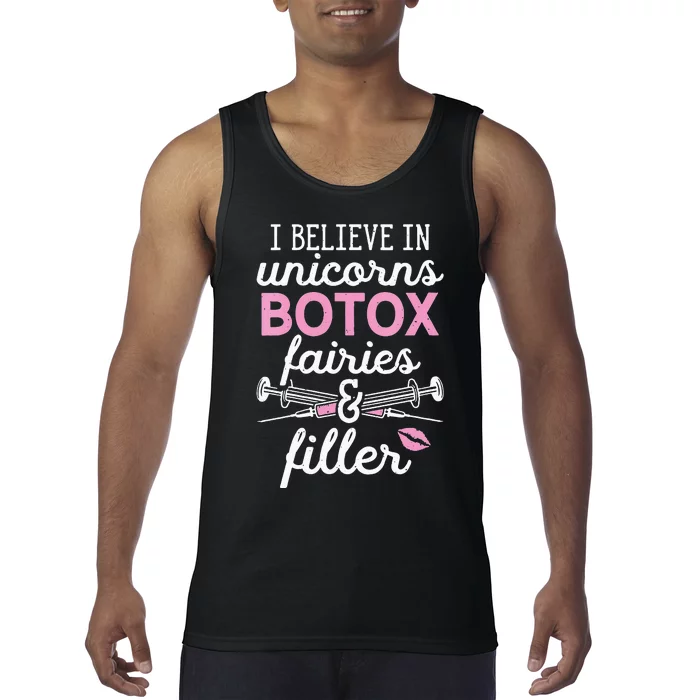 Plastic Surgery Cosmetic Nurse Lips Injector Unicorns Botox Tank Top