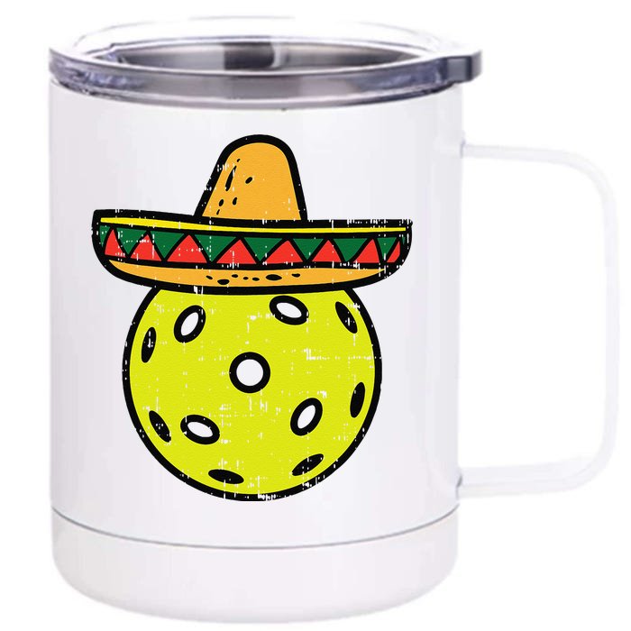 Pickleball Sombrero Cinco De Mayo Fiesta Sport Mexican Front & Back 12oz Stainless Steel Tumbler Cup