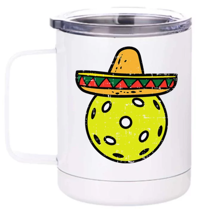 Pickleball Sombrero Cinco De Mayo Fiesta Sport Mexican Front & Back 12oz Stainless Steel Tumbler Cup