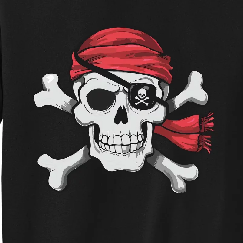 Pirate Skull Crossbones Halloween Costume Tall Sweatshirt