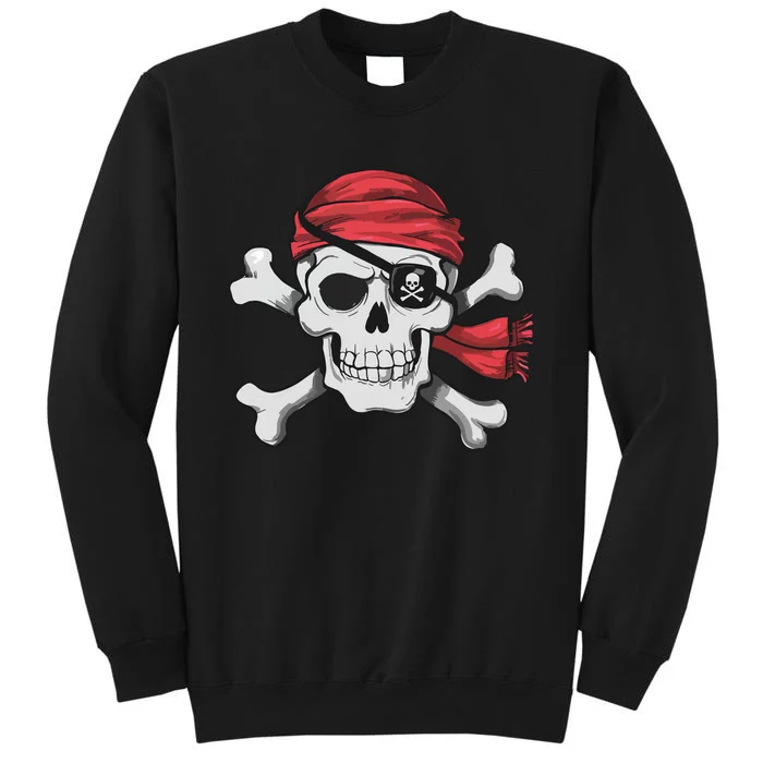 Pirate Skull Crossbones Halloween Costume Tall Sweatshirt