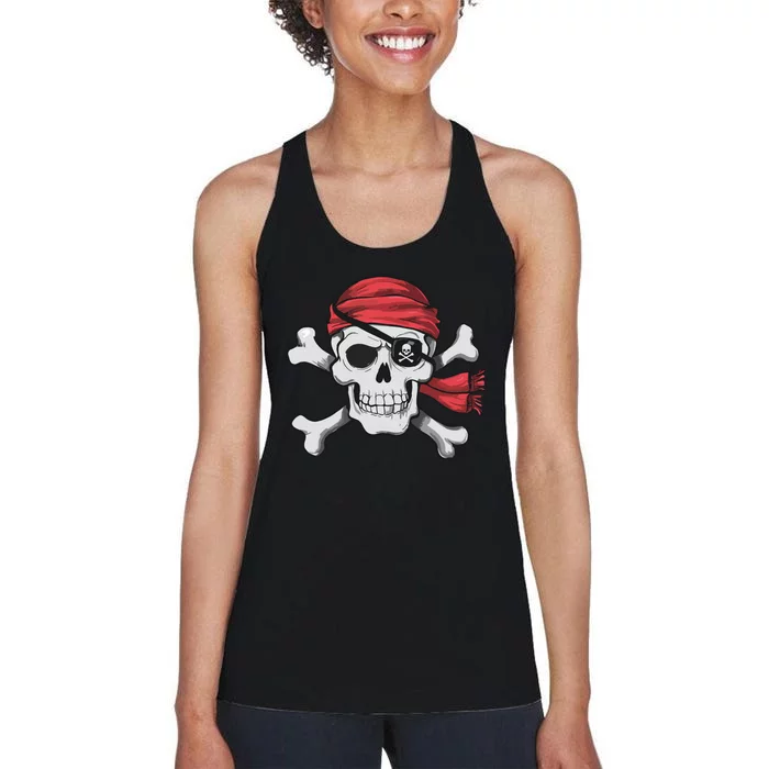 Pirate Skull Crossbones Halloween Costume Women's Racerback Tank