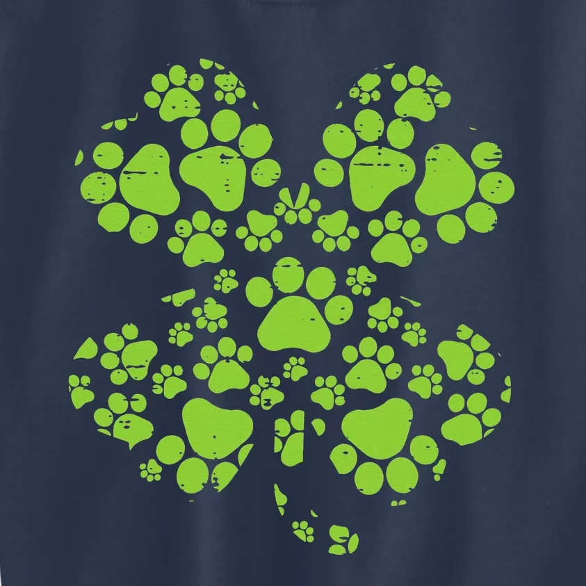 Paws Shamrock Clover St Patrick Day Dog Cat Lover Kids Sweatshirt