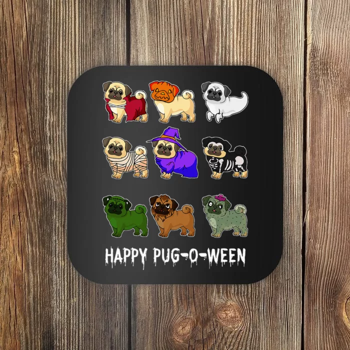 Pugoween Spooky Costume Happy Pug Halloween Gift Coaster