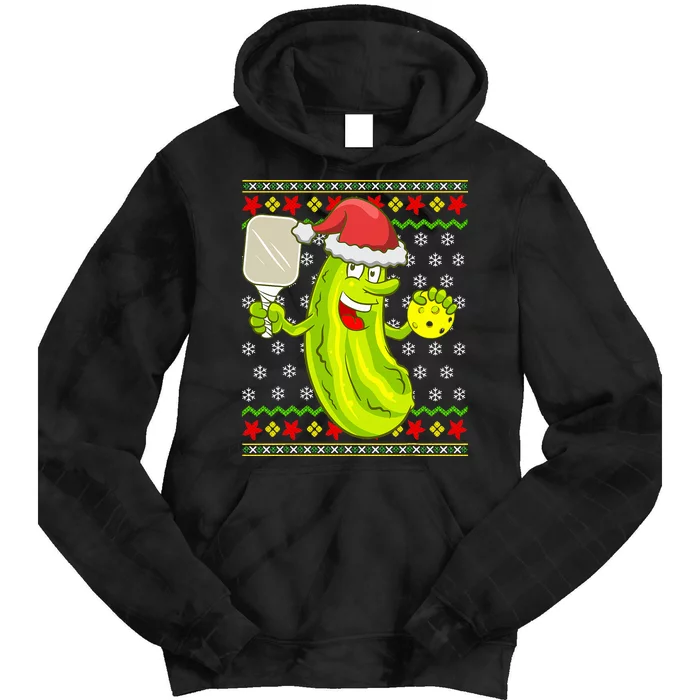 Pickleball Santa Claus Ugly Christmas Sweater Pattern Tie Dye Hoodie