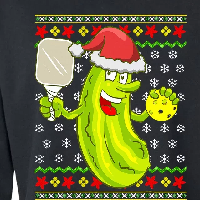 Pickleball Santa Claus Ugly Christmas Sweater Pattern Cropped Pullover Crew