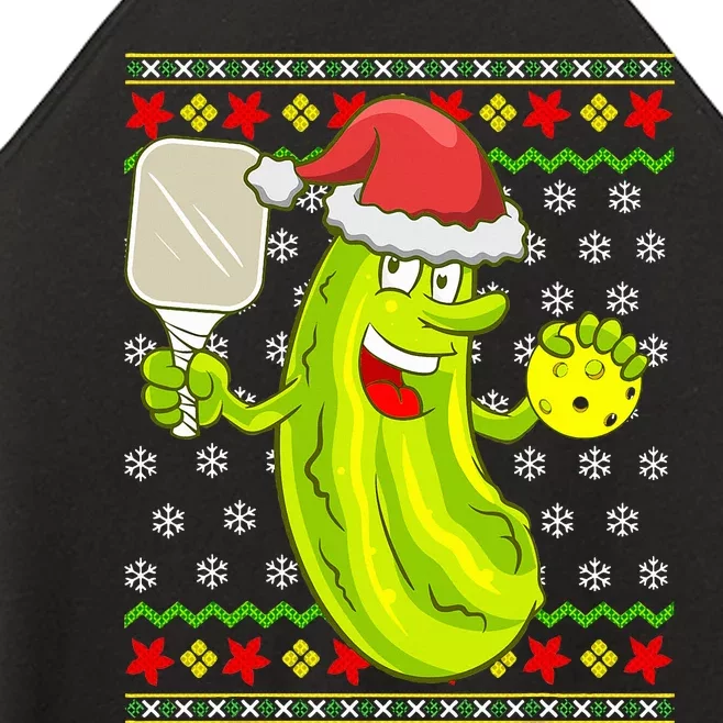 Pickleball Santa Claus Ugly Christmas Sweater Pattern Women’s Perfect Tri Rocker Tank