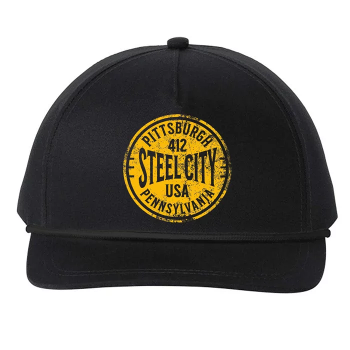 Pittsburgh Steel City Pennsylvania 412 Home Vintage Snapback Five-Panel Rope Hat