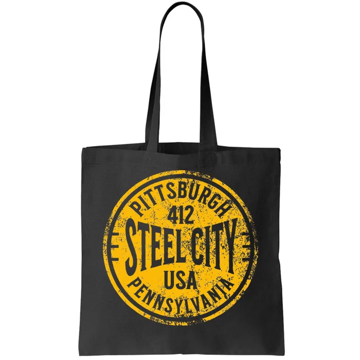 Pittsburgh Steel City Pennsylvania 412 Home Vintage Tote Bag