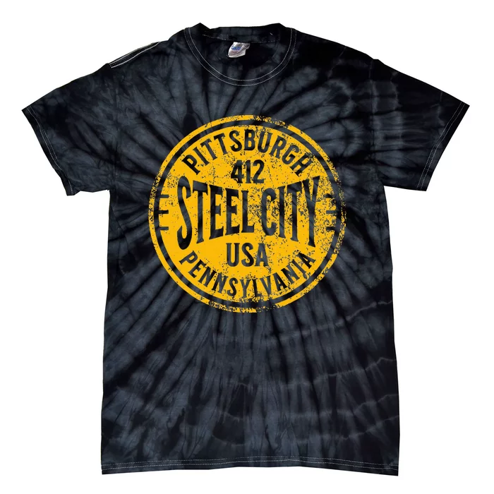 Pittsburgh Steel City Pennsylvania 412 Home Vintage Tie-Dye T-Shirt