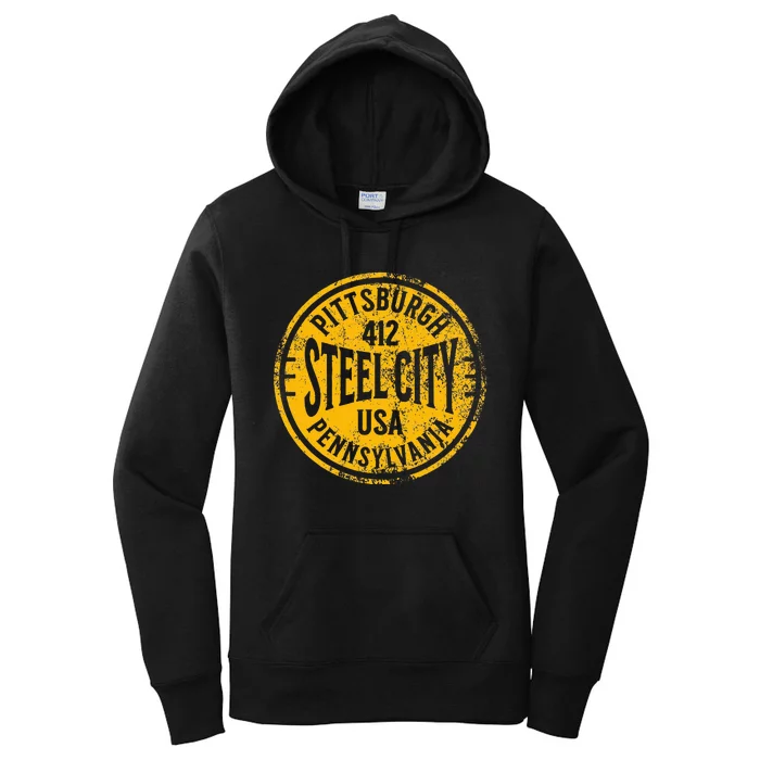 Pittsburgh Steel City Pennsylvania 412 Home Vintage Women's Pullover Hoodie