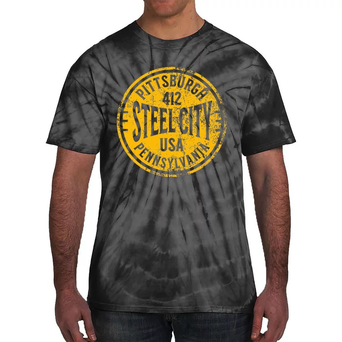 Pittsburgh Steel City Pennsylvania 412 Home Vintage Tie-Dye T-Shirt