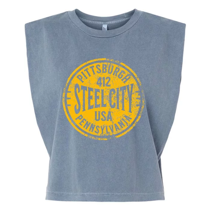 Pittsburgh Steel City Pennsylvania 412 Home Vintage Garment-Dyed Women's Muscle Tee