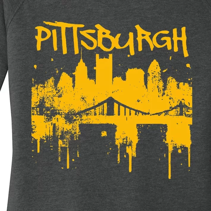 Pittsburgh Steel City Skyline Women's Perfect Tri Tunic Long Sleeve Shirt