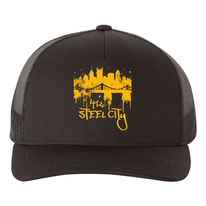 Pittsburgh Steel City Skyline Yupoong Adult 5-Panel Trucker Hat