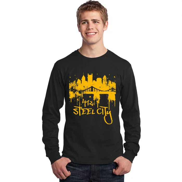 Pittsburgh Steel City Skyline Tall Long Sleeve T-Shirt