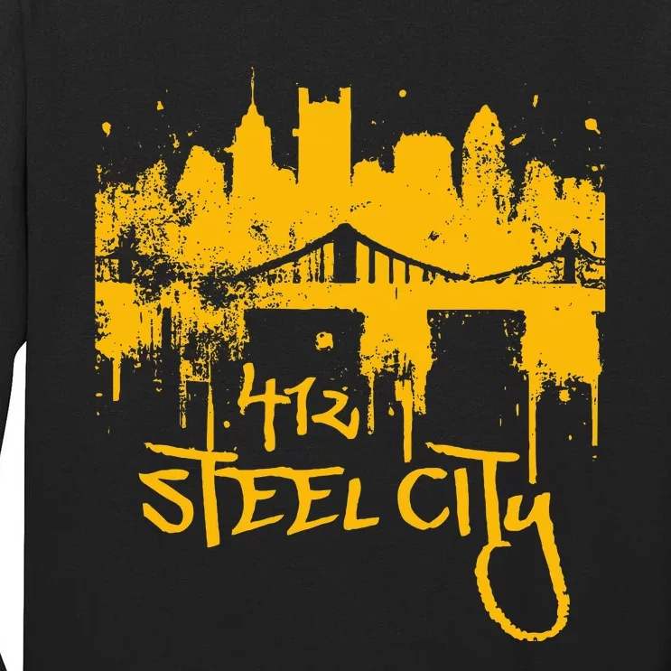 Pittsburgh Steel City Skyline Tall Long Sleeve T-Shirt