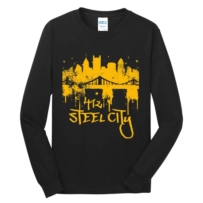 Pittsburgh Steel City Skyline Tall Long Sleeve T-Shirt