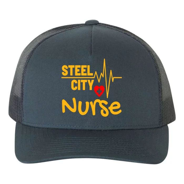 Pittsburgh Steel City Nurse Heartbeat Love Health Care Great Gift Yupoong Adult 5-Panel Trucker Hat