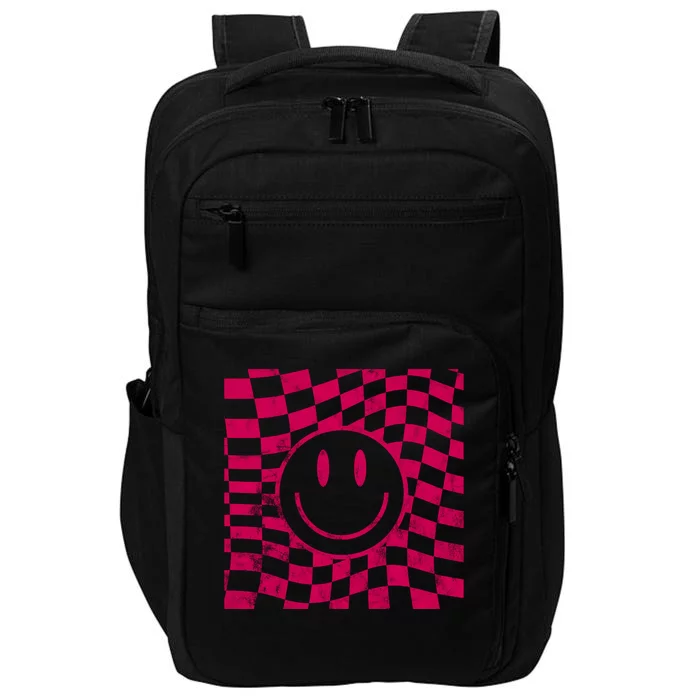 Pink Smile Checkered Retro Impact Tech Backpack