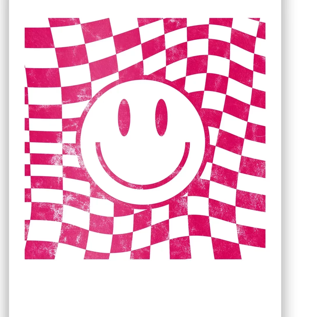 Pink Smile Checkered Retro Poster