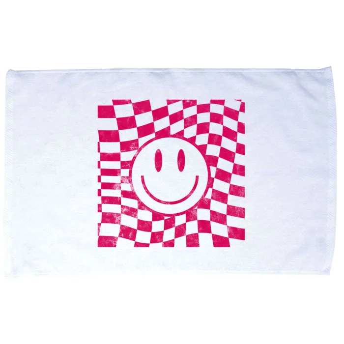 Pink Smile Checkered Retro Microfiber Hand Towel