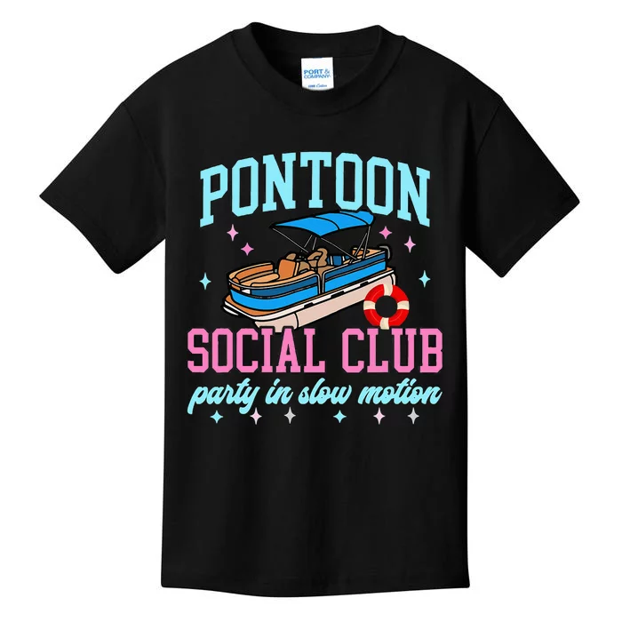 Pontoon Social Club Party In Slow Motion Pontoon Boat Kids T-Shirt