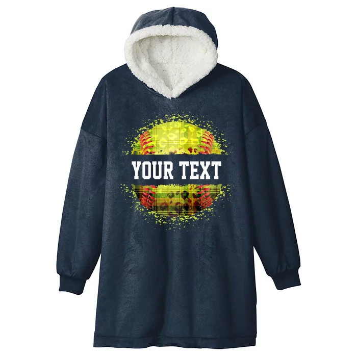 Personalized Softball Custom Name Family School Team Hooded Wearable Blanket