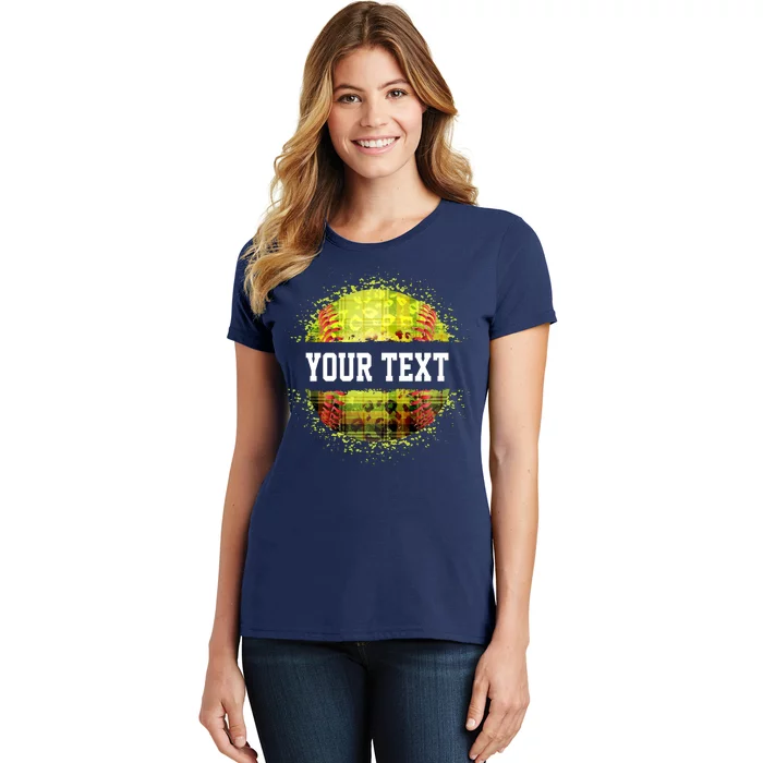 Personalized Softball Custom Name Family School Team Women's T-Shirt